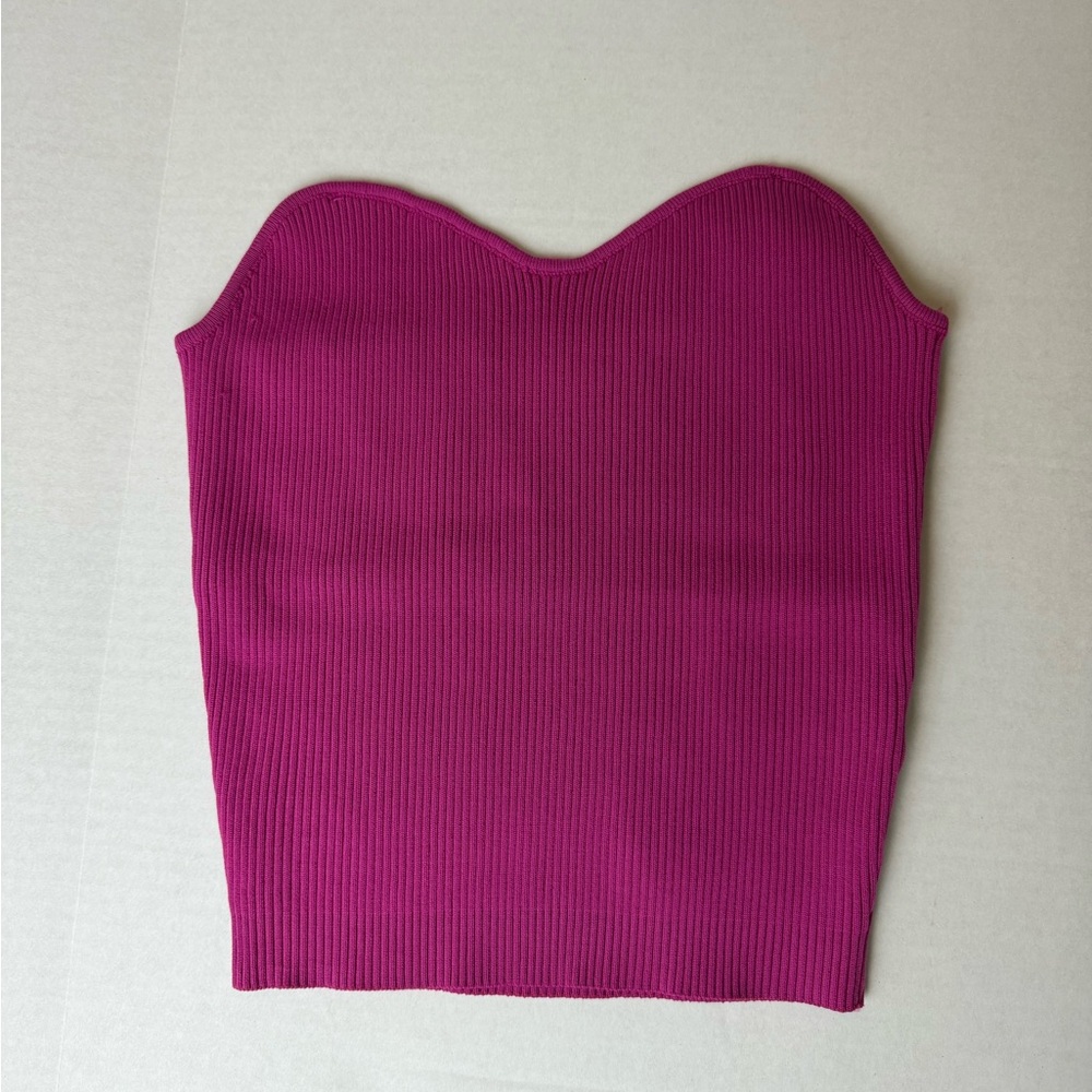 Happily Grey Magenta‎ Ribbed Tube Top Strapless Sweetheart Neck Size M